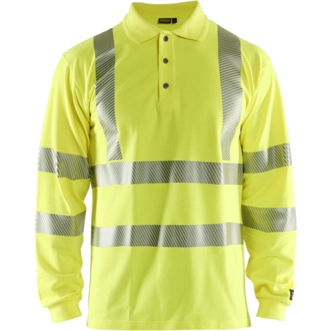 Blåkläder Multinorm piqué polo lange mouw 34391726 | High-Vis Geel | Maat 4XL - 7330509536506