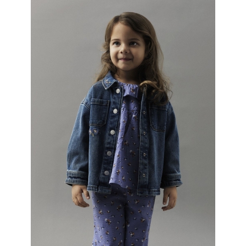 Name It Spijkerjas - NmfKara - Dark Blue Denim/Flower - Name It - 2 jaar (92) - Spijkerjas