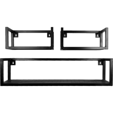 Home67 Wandplank vintage mangohout set van 3 klein