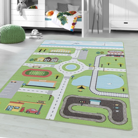 Muratap Play vloerkleed kinderkamer verkeer laagpolig 80x120 cm