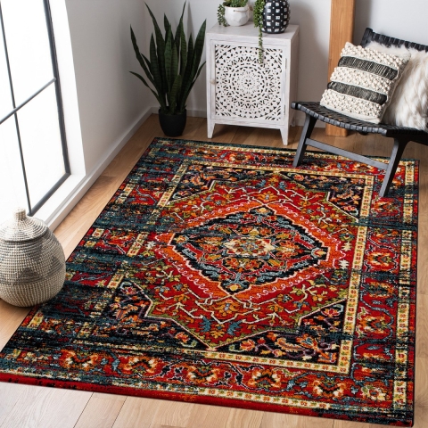 Muratap Vintage marrakech vloerkleed zwart / multi laagpolig- 200x290 cm