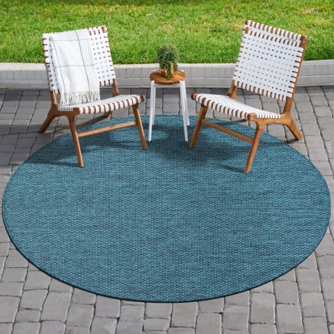 Muratap Uni binnen en buiten rond vloerkleed solid outdoor laagpolig tapijt 200 cm rond
