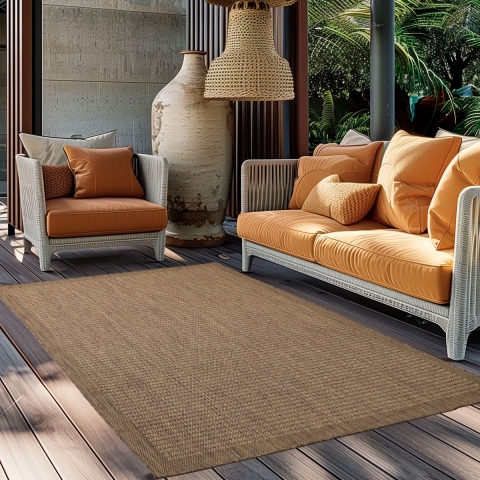 Muratap Solid binnen en buiten vloerkleed indoor & outdoor laagpolig effen beige- 80x250 cm