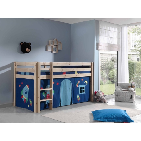 Lucevi pino halfhoogslaper + ladder + astro gordijntjes - 90x200 cm