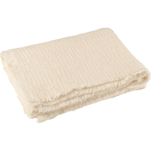 J-Line plaid gerafelde randen katoen/polyester 180x130x1cm