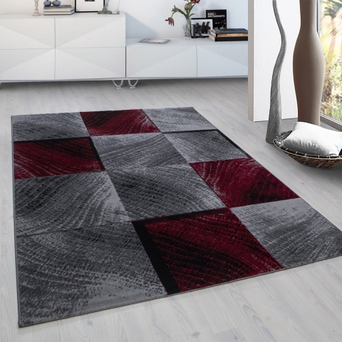 Muratap Plus vloerkleed laagpolig tapijt woonkamer grijs / rood- 200x290 cm