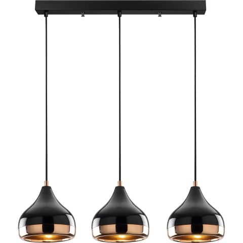 CaliCosy Hanglamp van zwart en koperkleurig metaal met 3 lampen yildo