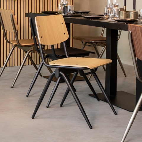 Label51 Eetkamerstoel solid naturel hout set van 2