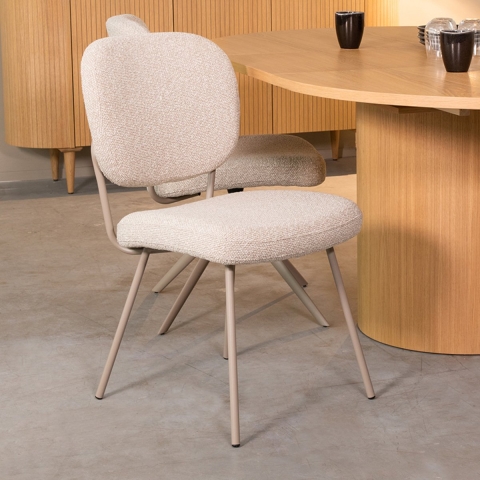 Label51 Eetkamerstoel singapore naturel boucle set van 2