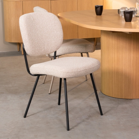 Label51 Eetkamerstoel singapore naturel boucle set van 2