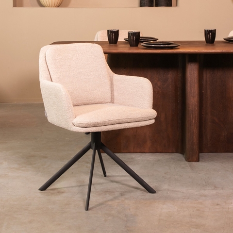 Label51 Eetkamerstoel joy naturel boucle set van 2