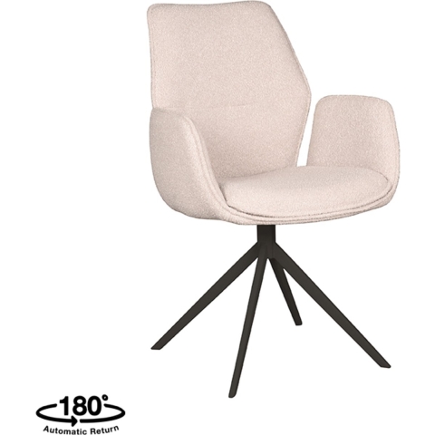 Label51 Eetkamerstoel mellow naturel boucle zwart onderstel set van 2