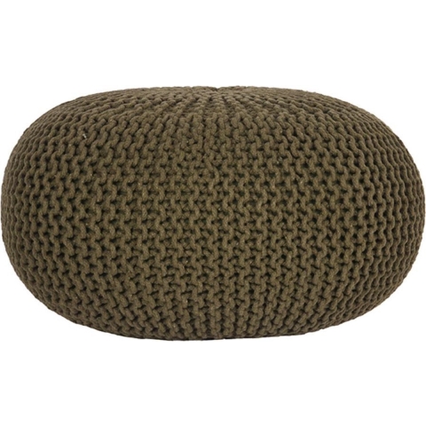 Label51 Poef knitted army green katoen l