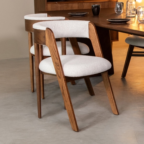 Label51 Eetkamerstoel sasha - boucle 82x54x75 cm set van 2