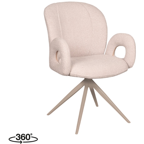 Label51 Eetkamerstoel neo naturel boucle taupe onderstel set van 2