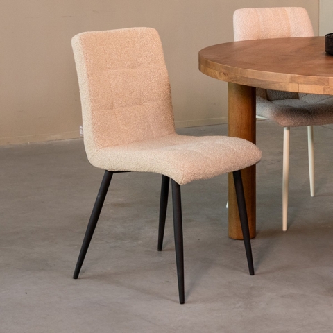 Label51 Eetkamerstoel sam 57x45x86 cm zand stof set van 2