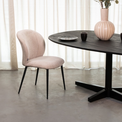 Label51 Eetkamerstoel vino naturel stof set van 2