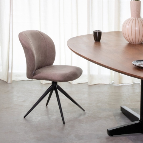 Label51 Eetkamerstoel kimo - micro suede zwart onderstel set van 2