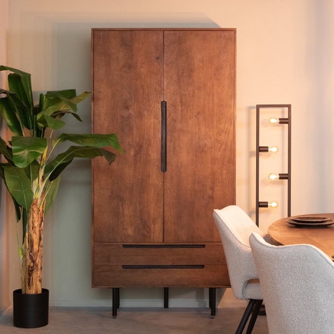 Label51 Bergkast rio espresso mangohout 2-deurs 200 cm