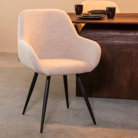 Label51 eetkamerstoel fender naturel boucle 59x57x87 cm set van 2