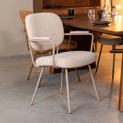 Label51 Eetkamerstoel lausanne naturel boucle set van 2