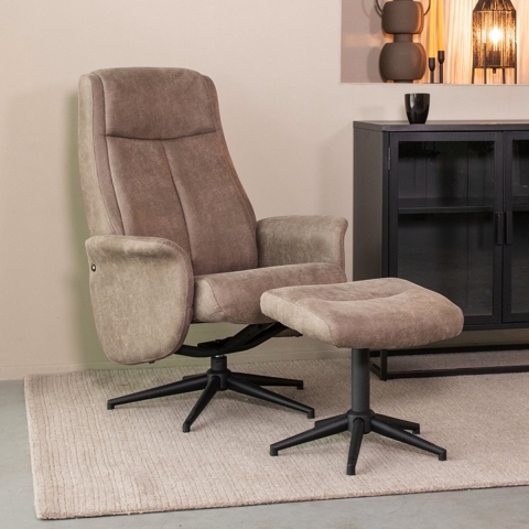Label51 Fauteuil bergen - micro suede incl. hocker 62x77x53 cm