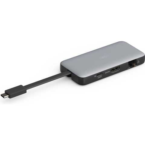 Digitus DA-70916 USB-C dockingstation Incl. laadfunctie, Geïntegreerde kaartlezer, USB-C Power Delivery