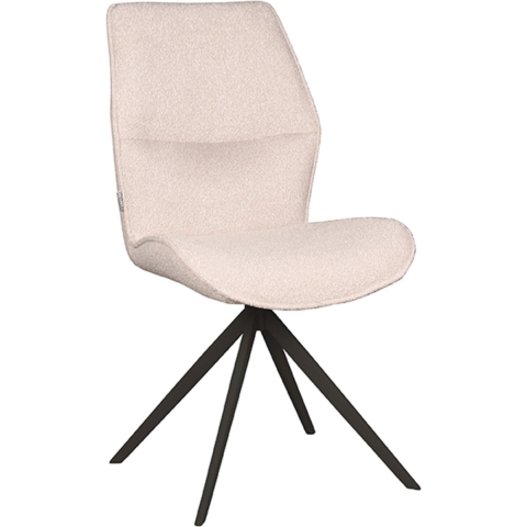 Label51 Eetkamerstoel comfy naturel boucle zwart onderstel set van 2