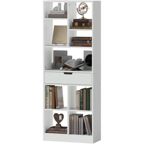 4goodz Boekenkast met 9 vakken en 1 lade 24x60x158 cm -
