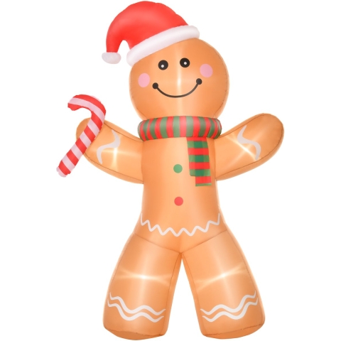 4goodz Opblaasbare kerstfiguur opblaasbare peperkoekman met led licht 240 cm