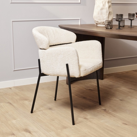 Starfurn eetkamerstoel otis white met armleuning set van 2