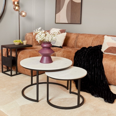 Starfurn salontafel nova white marble 70 cm set van 2
