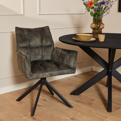 Starfurn eetkamerstoel dani velvet green met armleuning set van 2