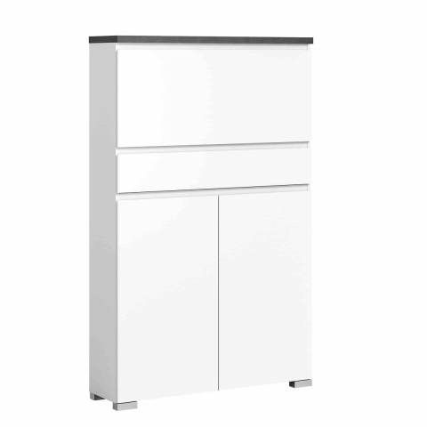 Furnilux Shoelove schoenenkast 2 deuren, 1 klepdeur, 1 lade 95x151cm wit,