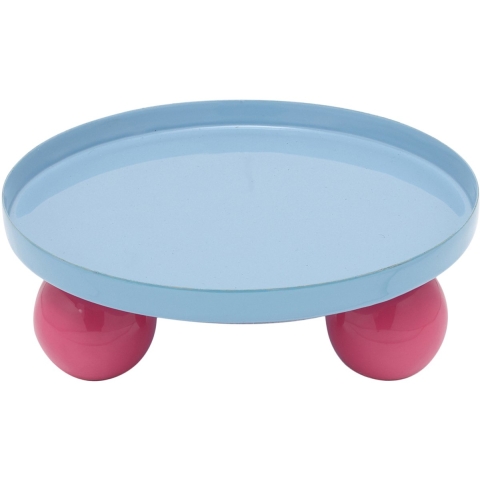 Present Time dienblad double funky rond soft blue & bright pink
