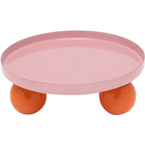 Present Time dienblad double funky rond soft pink & bright orange