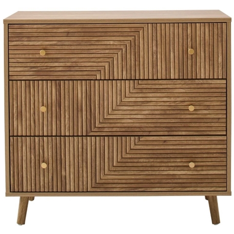 CaliCosy Dressoir met 3 lades en lamellen fronten in l-vorm, l80 cm eden