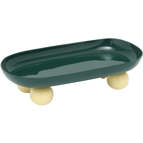 Present Time dienblad double funky oval retro green & soft yellow