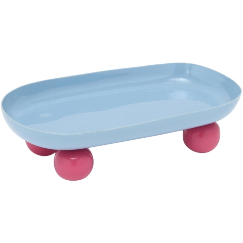 Present Time dienblad double funky oval soft blue & bright pink