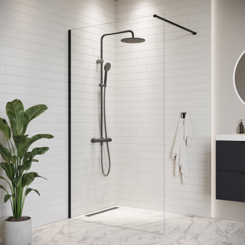 Badplaats Douchewand florida 140 x 200 cm zwart – inloopdouche 8 mm