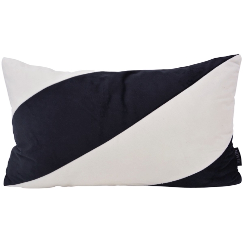 NOVÉE Sierkussen velvet swirl zwart / wit | 30 x 50 cm | polyester
