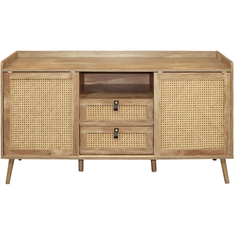 CaliCosy Dressoir met 2 deuren en 2 lades met rotan fronten l140 cm palmo