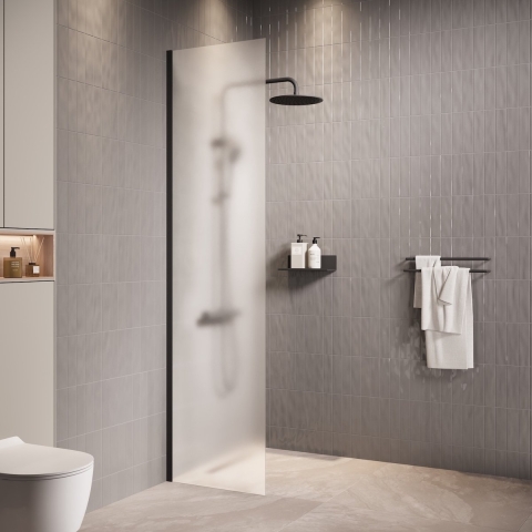 Badplaats Douchewand florida 40 x 200 cm zwart – inloopdouche 8 mm met