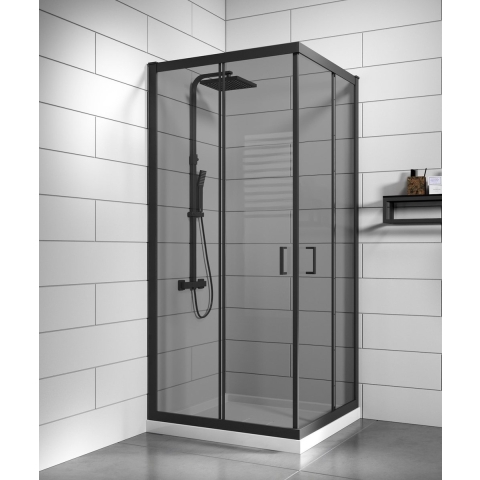 Badplaats Douchecabine dakota 80 x 80 x 190 cm zwart met douchewand