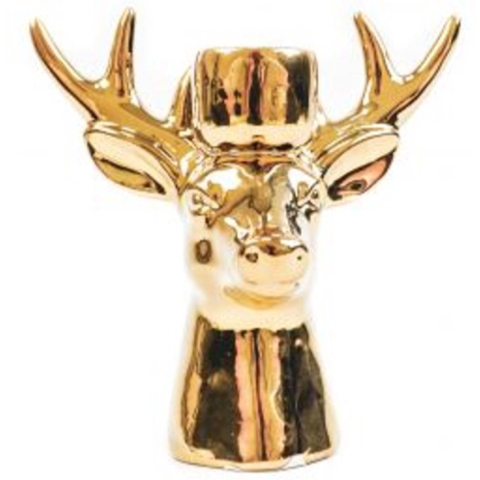 House Vitamin Candle holder reindeer ceramic gold 16x9x16,5cm