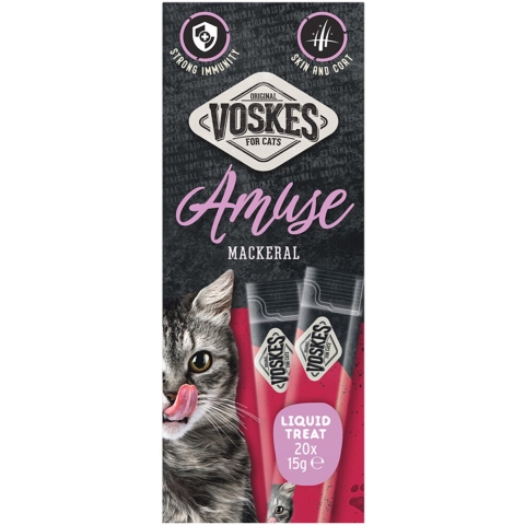 8x Voskes Kattensnack Liquid Treat Makreel 20x15 gr