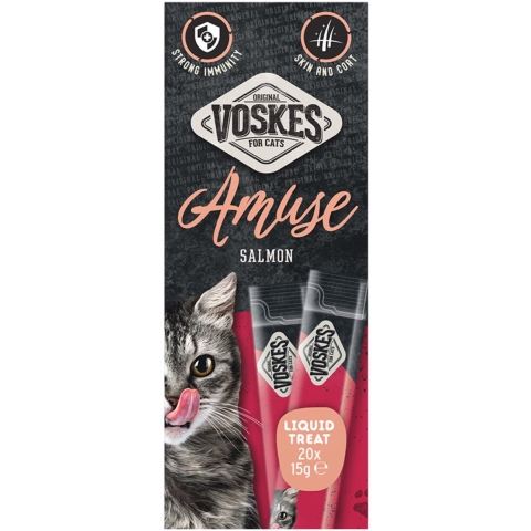 8x Voskes Kattensnack Liquid Treat Zalm 20x15 gr