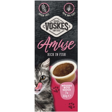 8x Voskes Kattensnack Mousse Vis in Saus 7x30 gr
