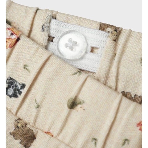Name It Broek - NbmOforest - Peyote Melange m. Dieren - Name It - 56 - Broeken - Katoen