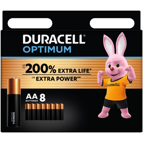2x Duracell Alkaline Batterijen Optimum AA 8 stuks